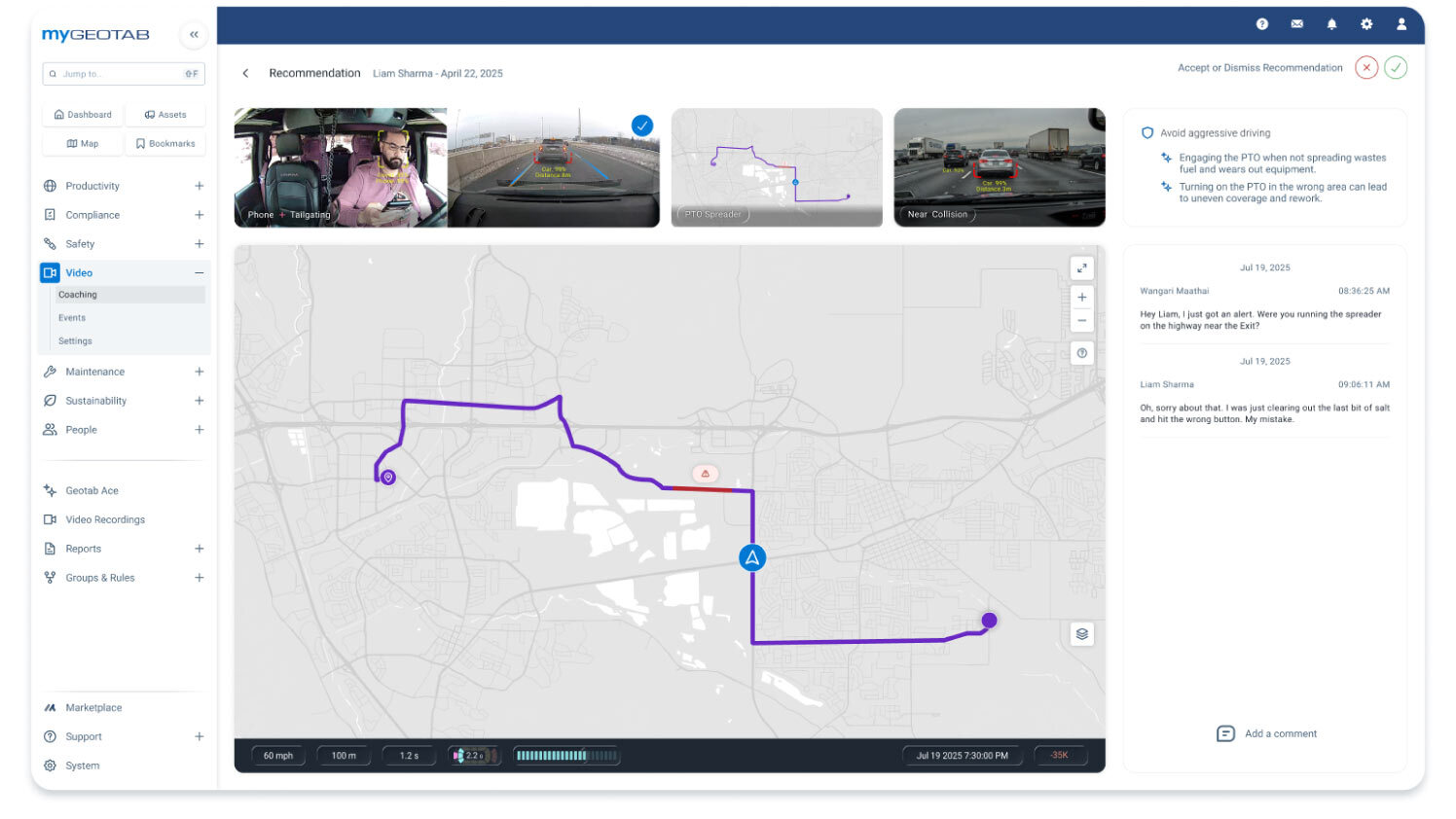 Geotab GO Focus Plus coaching 2